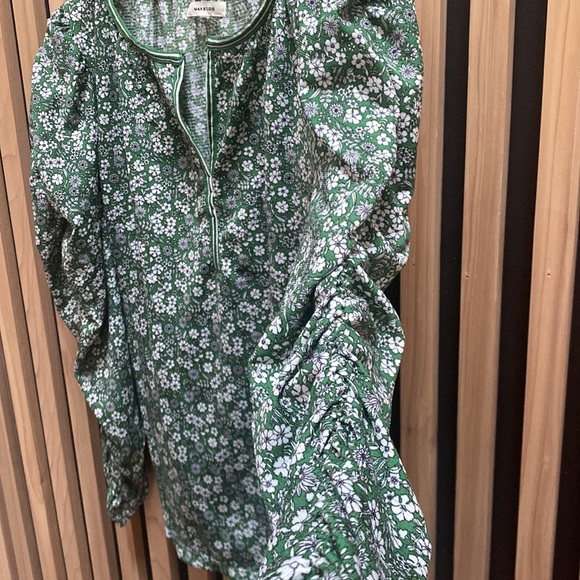 MAX STUDiO green floral top with ruched sleeves - Picture 4 of 9